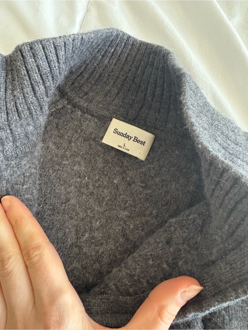 Sunday Best Charcoal Gray Ribbed Neck Sweater aritzia - Picture 3 of 4